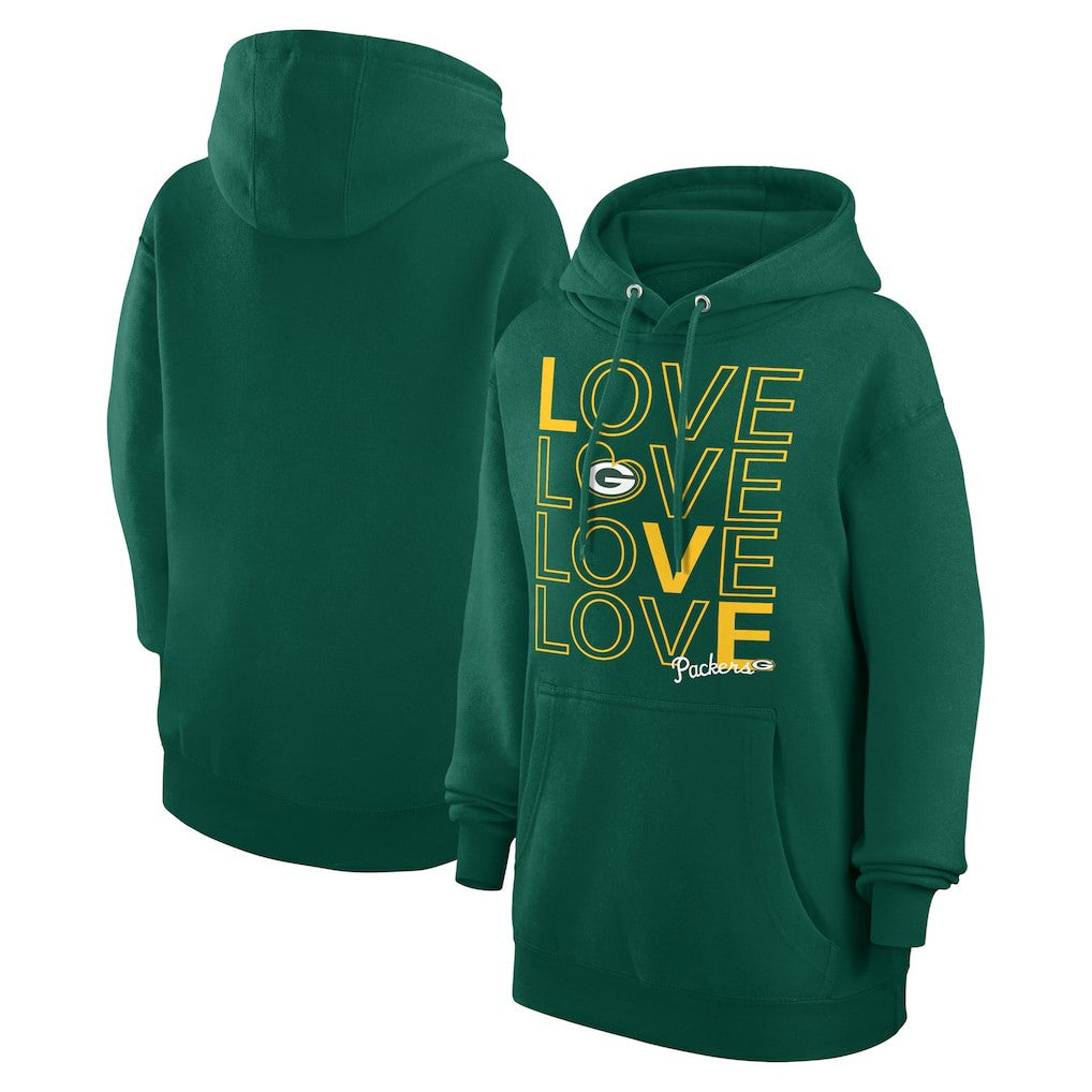 Green Bay Packers G-III 4Her by Carl Banks Women's Love Graphic Pullover Hoodie Hunter Green | NFL