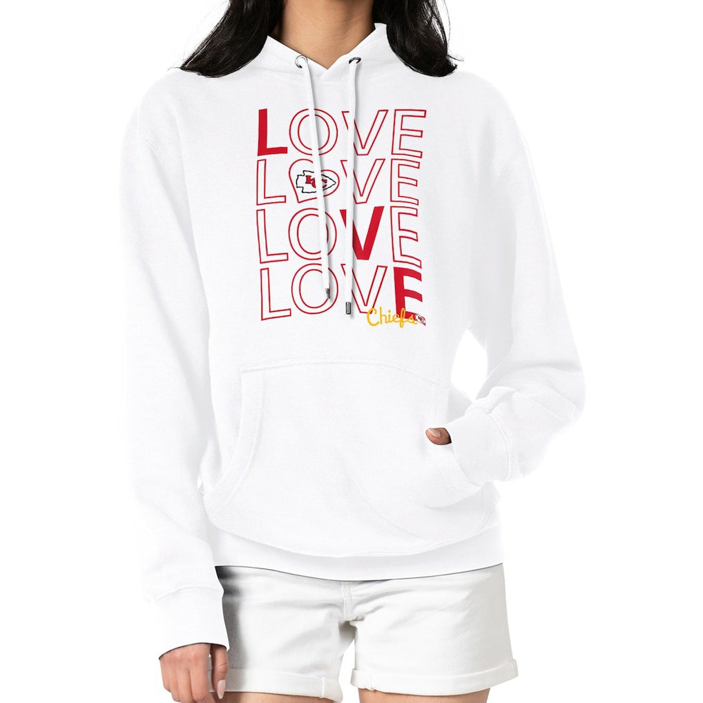 Kansas City Chiefs G-III 4Her by Carl Banks Women's Love Graphic Pullover Hoodie White | NFL