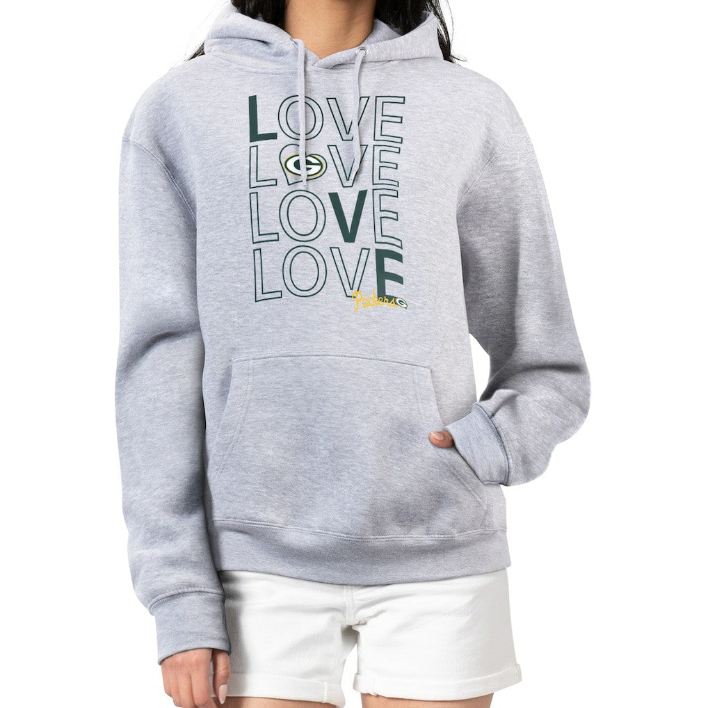 Green Bay Packers G-III 4Her by Carl Banks Women's Love Graphic Pullover Hoodie Heather Gray | NFL
