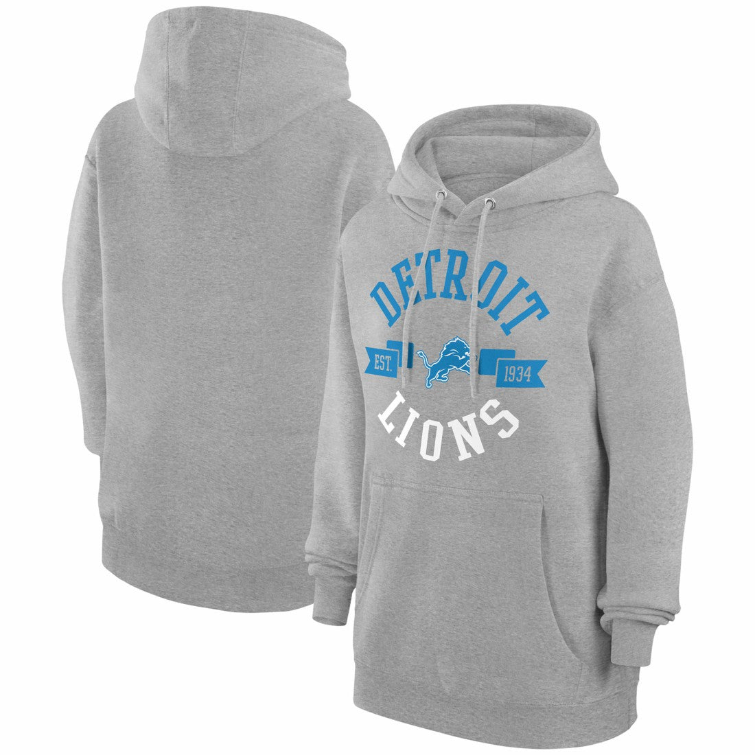 Detroit Lions G-III 4Her by Carl Banks Women's City Graphic Team Fleece Pullover Hoodie Heather Gray | NFL