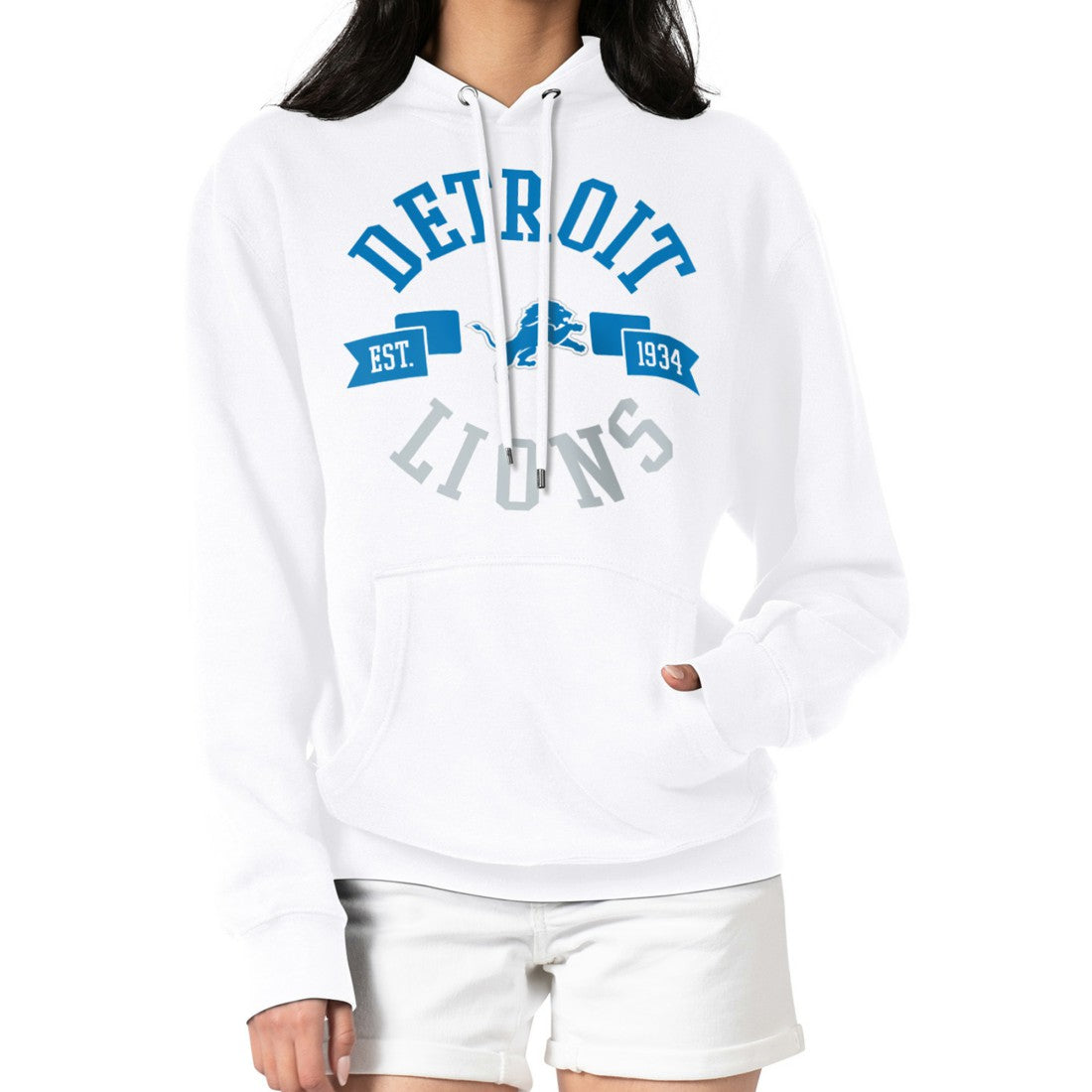 Detroit Lions G-III 4Her by Carl Banks Women's City Graphic Team Fleece Pullover Hoodie White | NFL