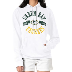 Green Bay Packers G-III 4Her by Carl Banks Women's City Graphic Team Fleece Pullover Hoodie White | NFL