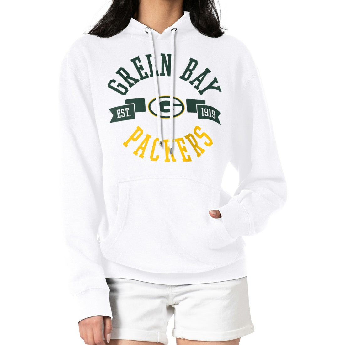 Green Bay Packers G-III 4Her by Carl Banks Women's City Graphic Team Fleece Pullover Hoodie White | NFL