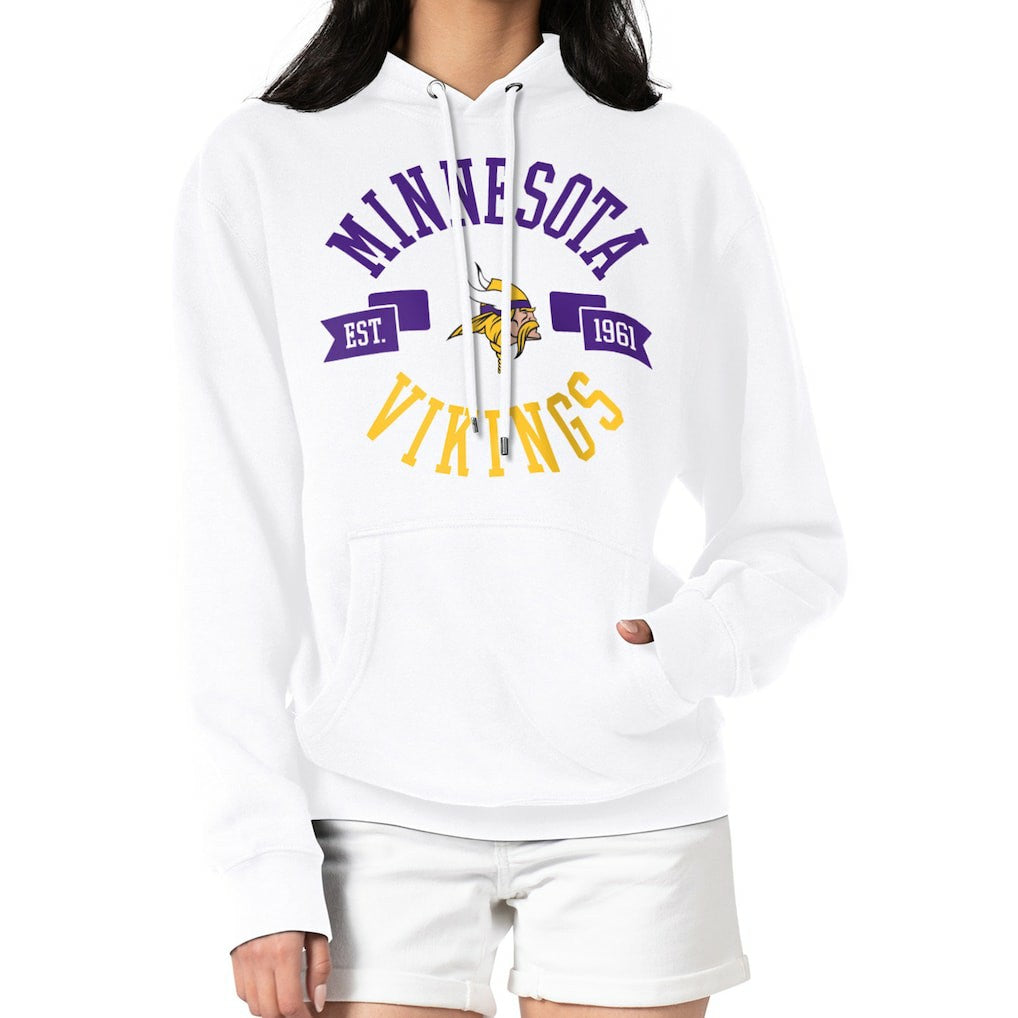 Minnesota Vikings G-III 4Her by Carl Banks Women's City Graphic Team Fleece Pullover Hoodie White | NFL