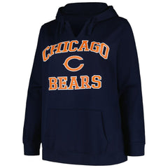 Chicago Bears Women's Plus Size Heart and Soul V-Neck Pullover Hoodie Navy | Fanatics