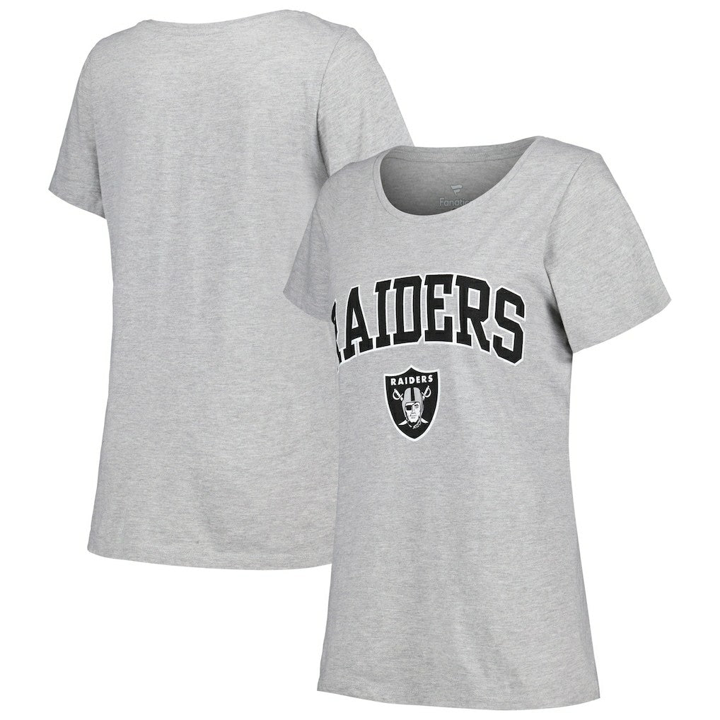 Las Vegas Raiders Women's Plus Size Arch Over Logo T-Shirt Heather Gray | Fanatics