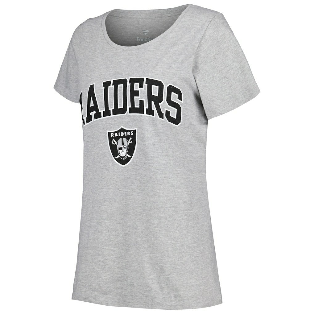 Las Vegas Raiders Women's Plus Size Arch Over Logo T-Shirt Heather Gray | Fanatics