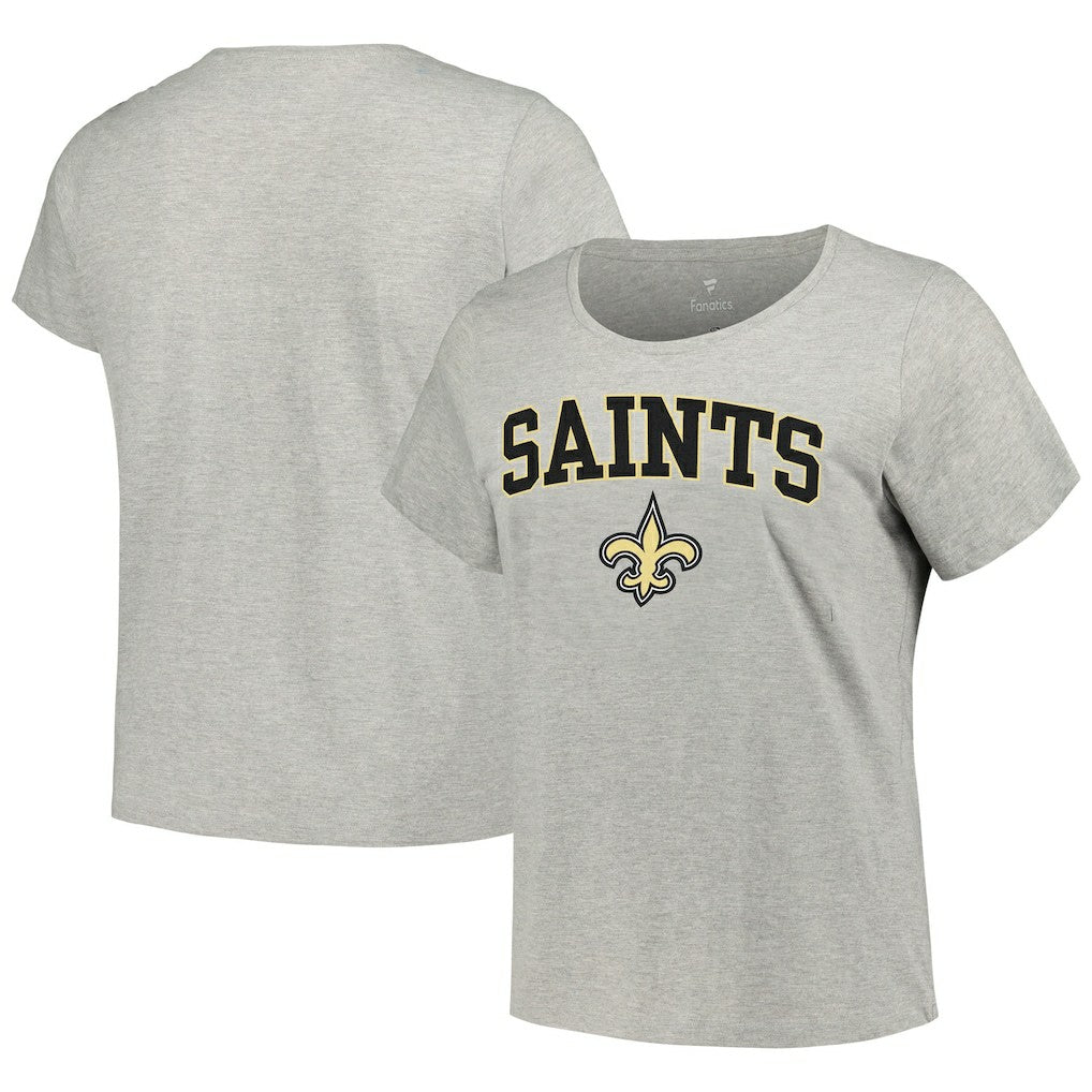 New Orleans Saints Women's Plus Size Arch Over Logo T-Shirt Heather Gray | Fanatics