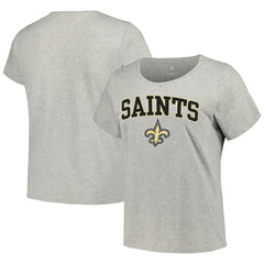 New Orleans Saints Women's Plus Size Arch Over Logo T-Shirt Heather Gray | Fanatics