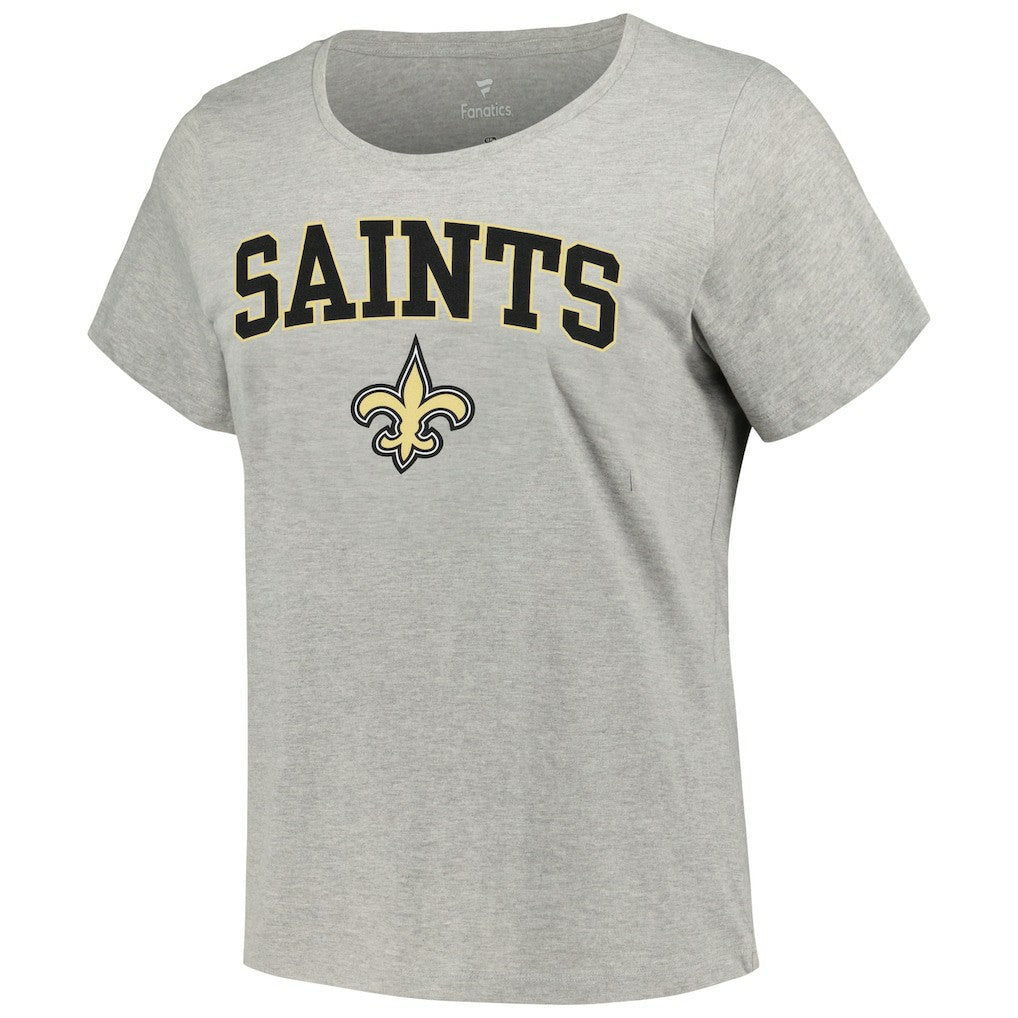 New Orleans Saints Women's Plus Size Arch Over Logo T-Shirt Heather Gray | Fanatics