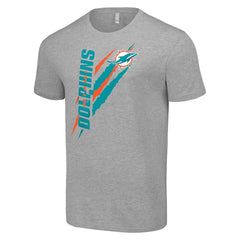 Miami Dolphins Starter Color Scratch T-Shirt Heather Gray | NFL