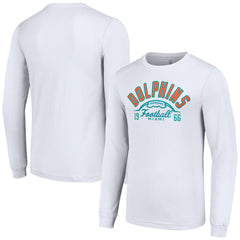 Miami Dolphins Starter Half Ball Team Long Sleeve T-Shirt White | NFL