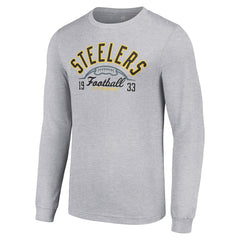Pittsburgh Steelers Starter Half Ball Team Long Sleeve T-Shirt Heather Gray | NFL