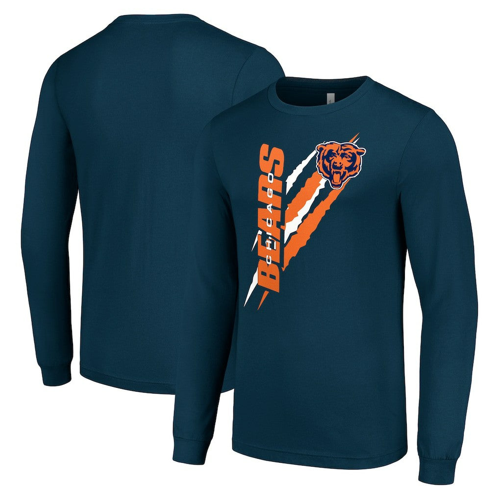 Chicago Bears Starter Color Scratch Long Sleeve T-Shirt Navy | NFL