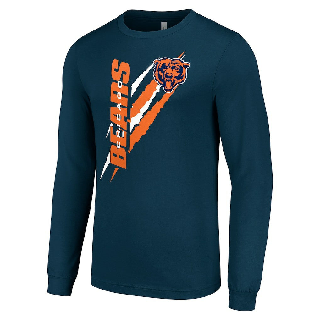 Chicago Bears Starter Color Scratch Long Sleeve T-Shirt Navy | NFL