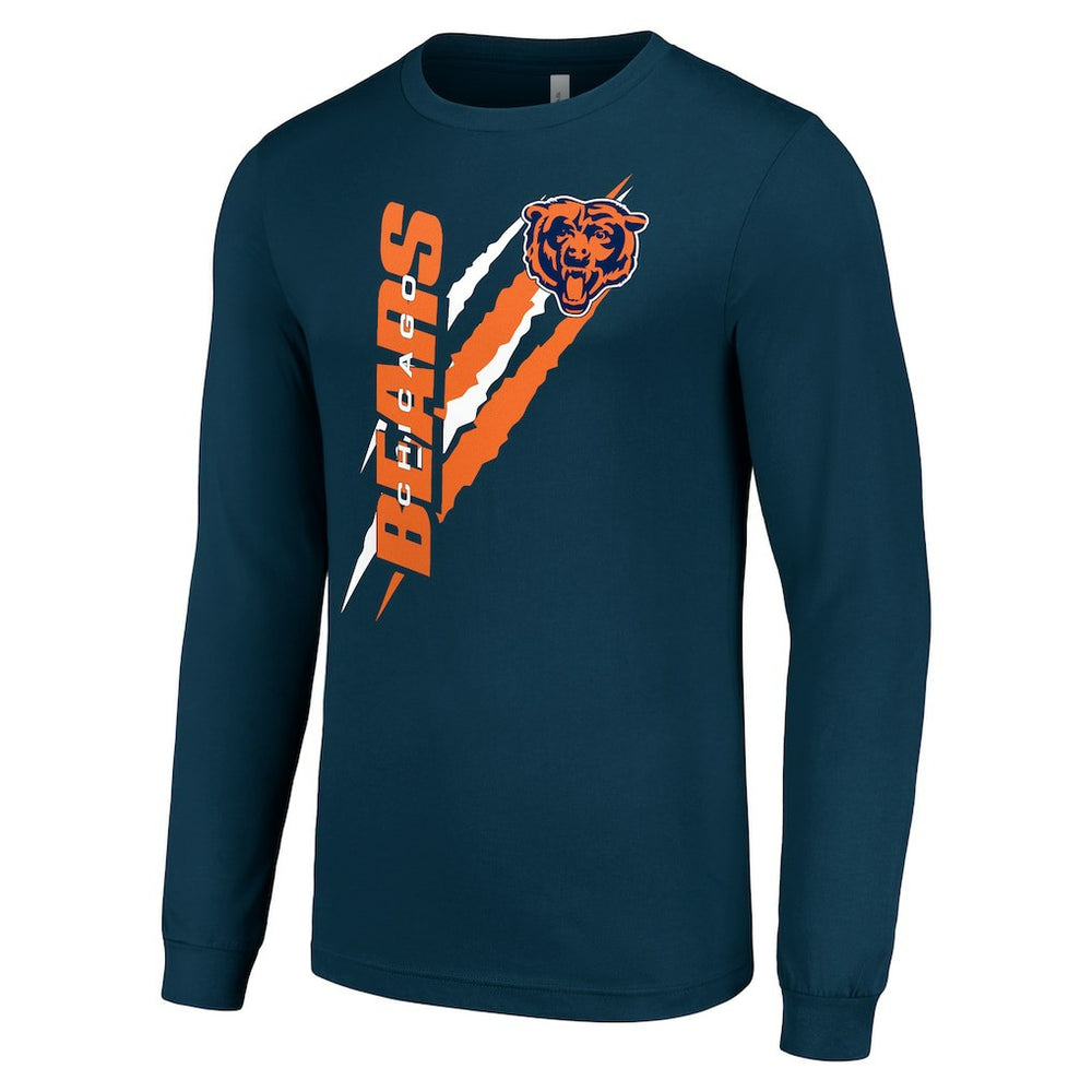 Chicago Bears Starter Color Scratch Long Sleeve T-Shirt Navy | NFL
