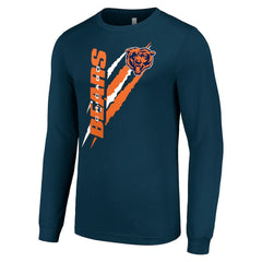 Chicago Bears Starter Color Scratch Long Sleeve T-Shirt Navy | NFL