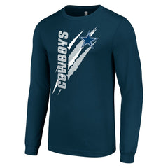Dallas Cowboys Starter Color Scratch Long Sleeve T-Shirt Navy | NFL