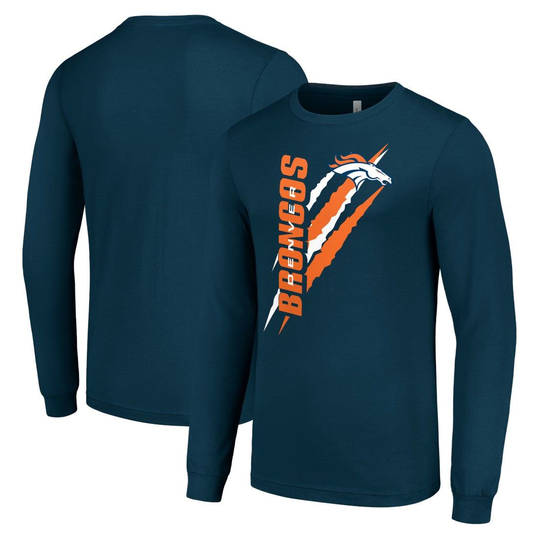 Denver Broncos Starter Color Scratch Long Sleeve T-Shirt Navy | NFL