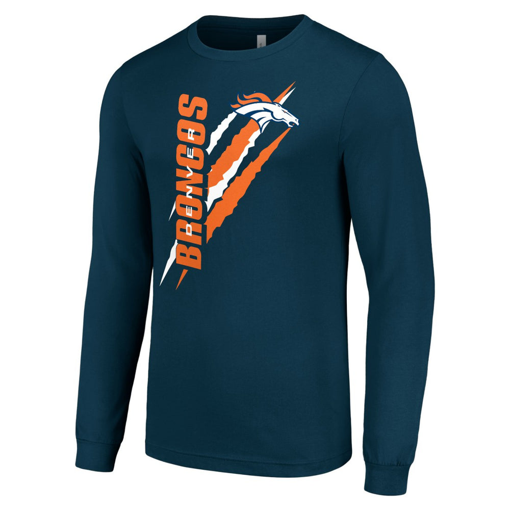 Denver Broncos Starter Color Scratch Long Sleeve T-Shirt Navy | NFL