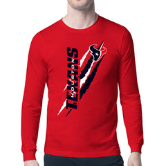 Houston Texans Starter Color Scratch Long Sleeve T-Shirt Red | NFL