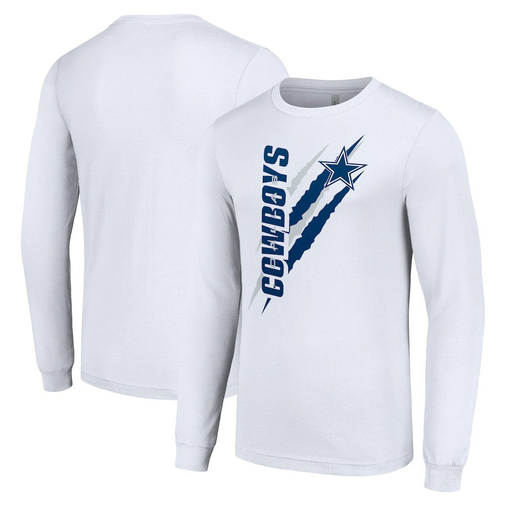 Dallas Cowboys Starter Color Scratch Long Sleeve T-Shirt White | NFL