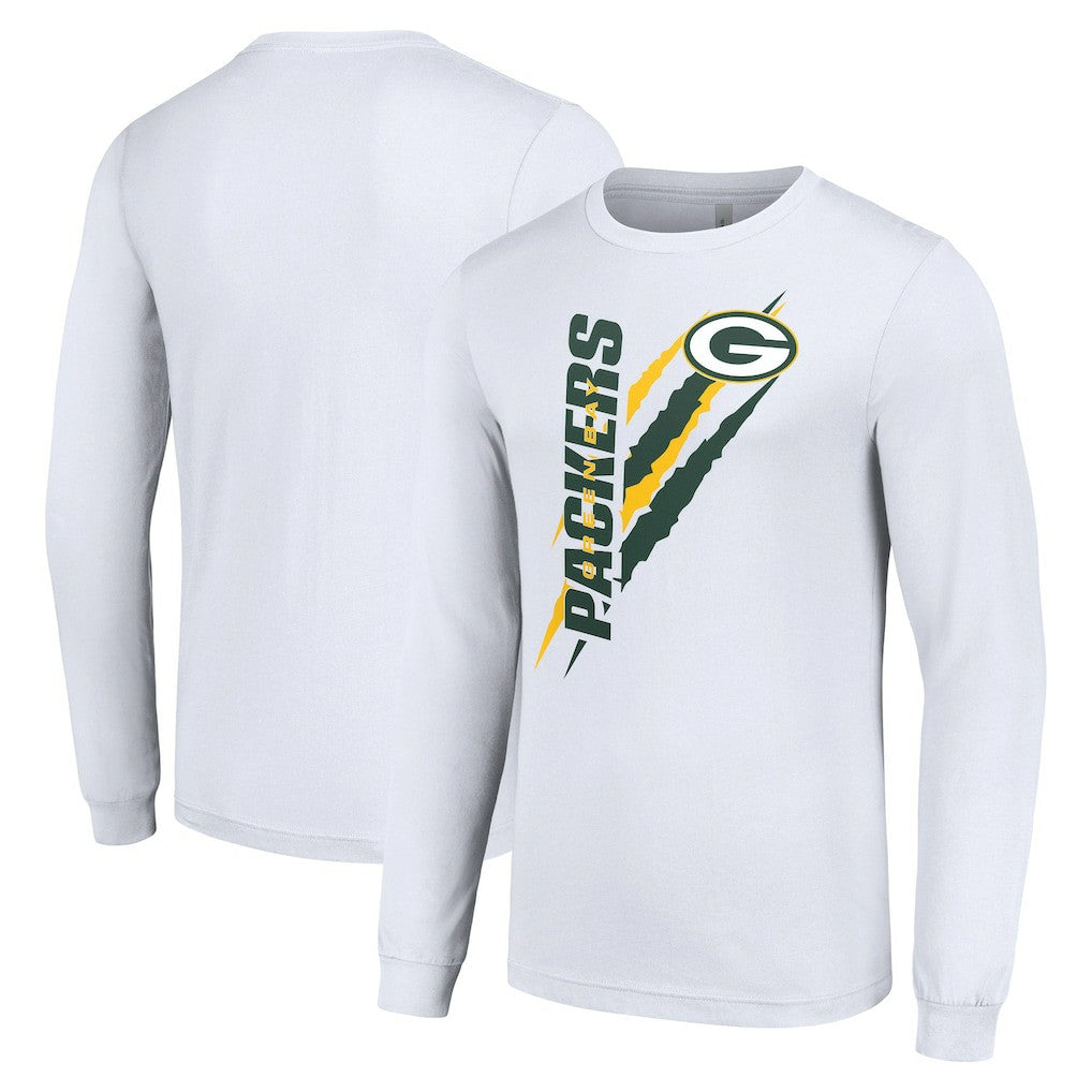 Green Bay Packers Starter Color Scratch Long Sleeve T-Shirt White | NFL