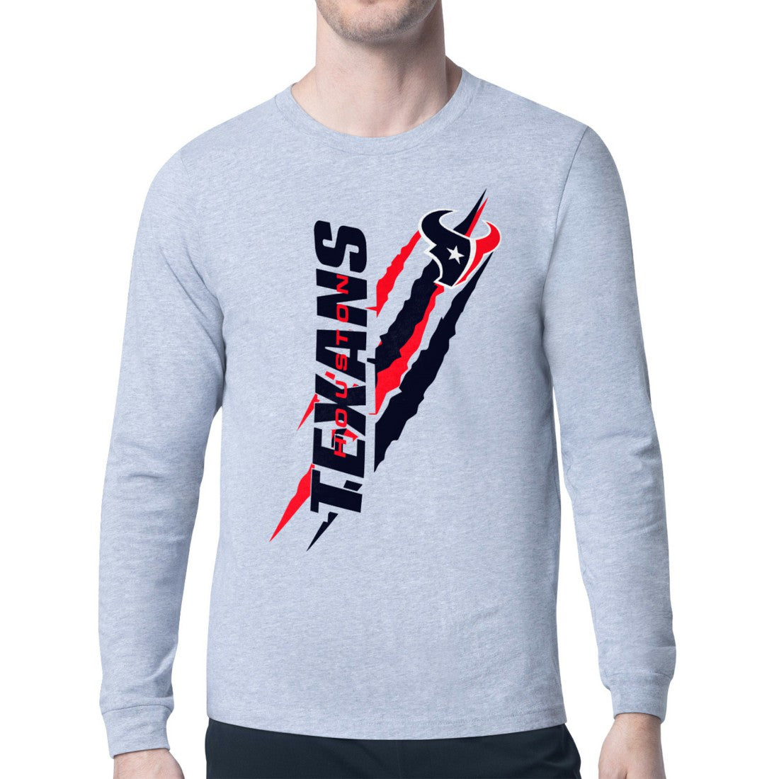 Houston Texans Starter Color Scratch Long Sleeve T-Shirt Heather Gray | NFL