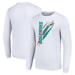 Miami Dolphins Starter Color Scratch Long Sleeve T-Shirt White | NFL