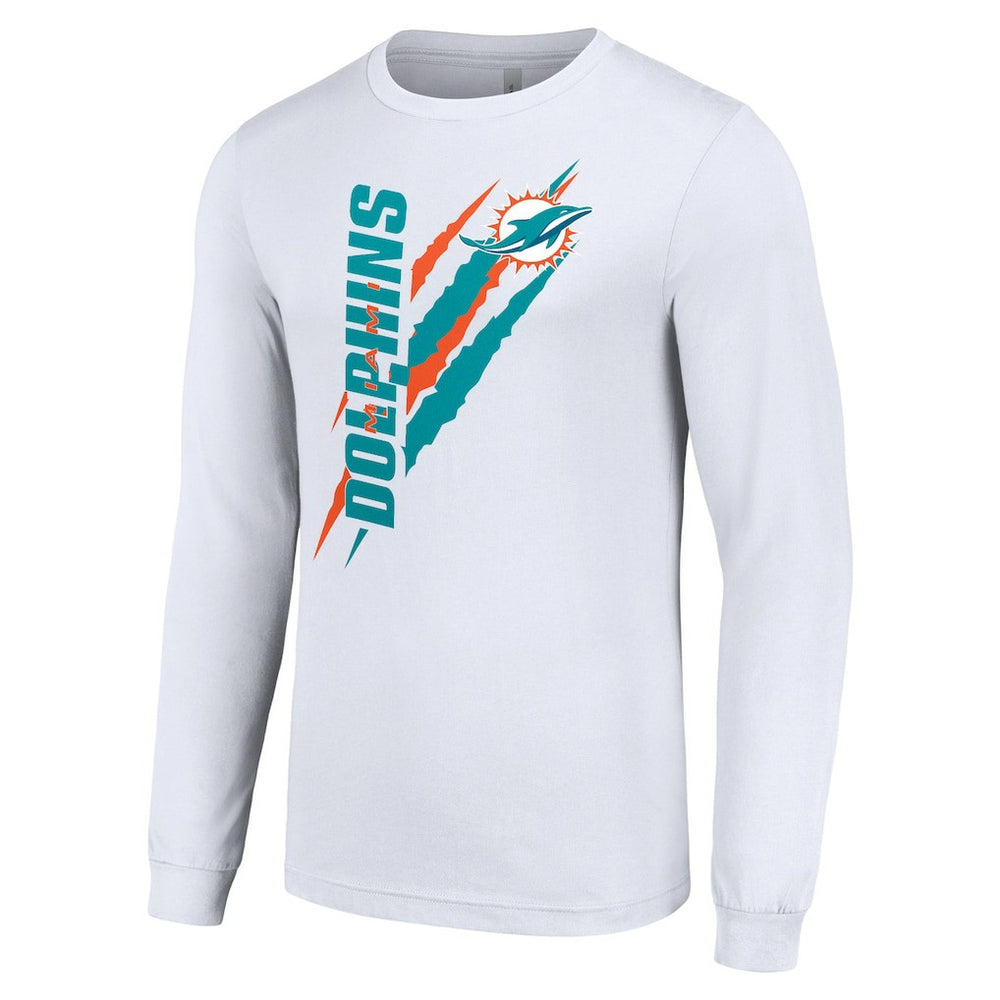 Miami Dolphins Starter Color Scratch Long Sleeve T-Shirt White | NFL