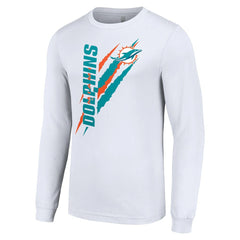 Miami Dolphins Starter Color Scratch Long Sleeve T-Shirt White | NFL