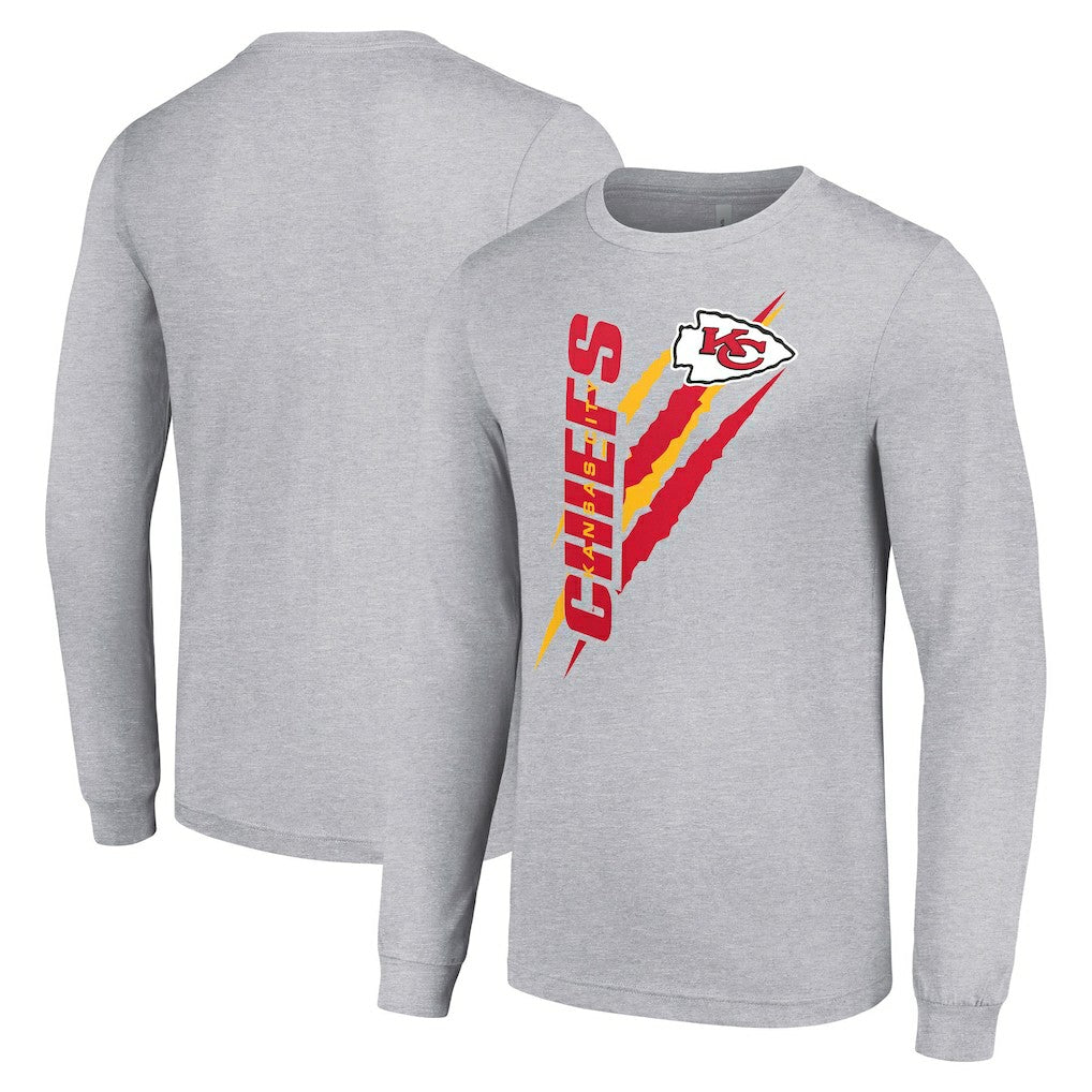 Kansas City Chiefs Starter Color Scratch Long Sleeve T-Shirt Heather Gray | NFL