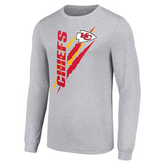 Kansas City Chiefs Starter Color Scratch Long Sleeve T-Shirt Heather Gray | NFL