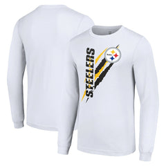 Pittsburgh Steelers Starter Color Scratch Long Sleeve T-Shirt White | NFL