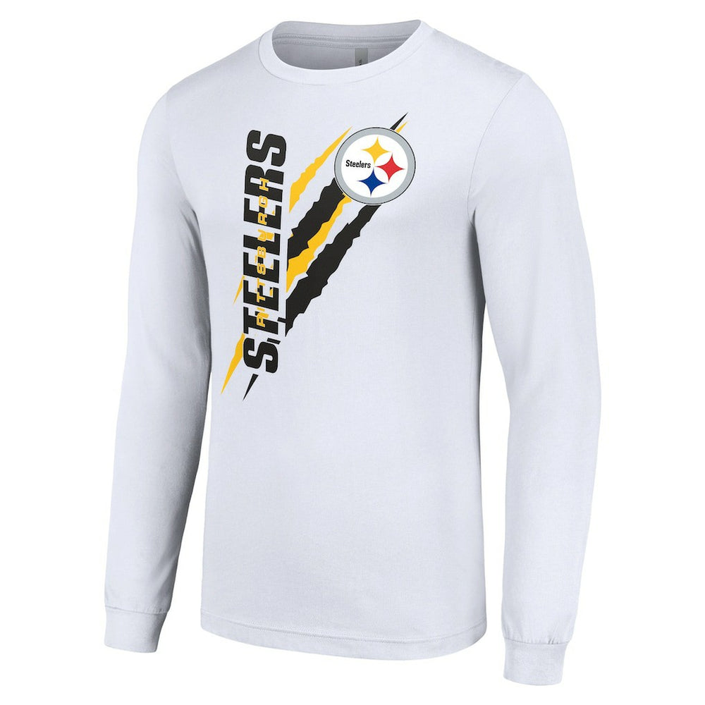 Pittsburgh Steelers Starter Color Scratch Long Sleeve T-Shirt White | NFL