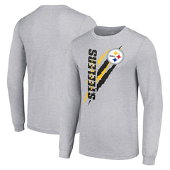 Pittsburgh Steelers Starter Color Scratch Long Sleeve T-Shirt Heather Gray | NFL
