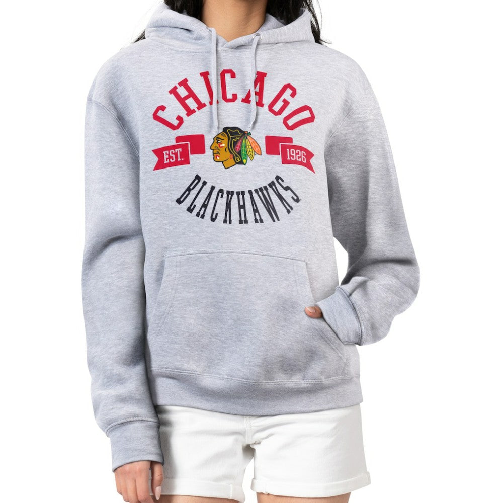 Chicago Blackhawks G-III 4Her by Carl Banks Women's City Graphic Fleece Pullover Hoodie - Heather Gray - NHL