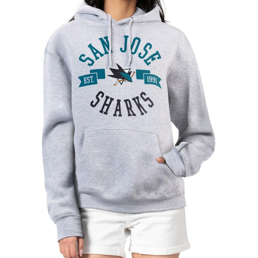 San Jose Sharks G-III 4Her by Carl Banks Women's City Graphic Fleece Pullover Hoodie - Heather Gray - NHL
