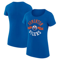 Edmonton Oilers G-III 4Her by Carl Banks Women's Super-Slim Fit Lightweight City Graphic Sport Crewneck T-Shirt - Royal - NHL
