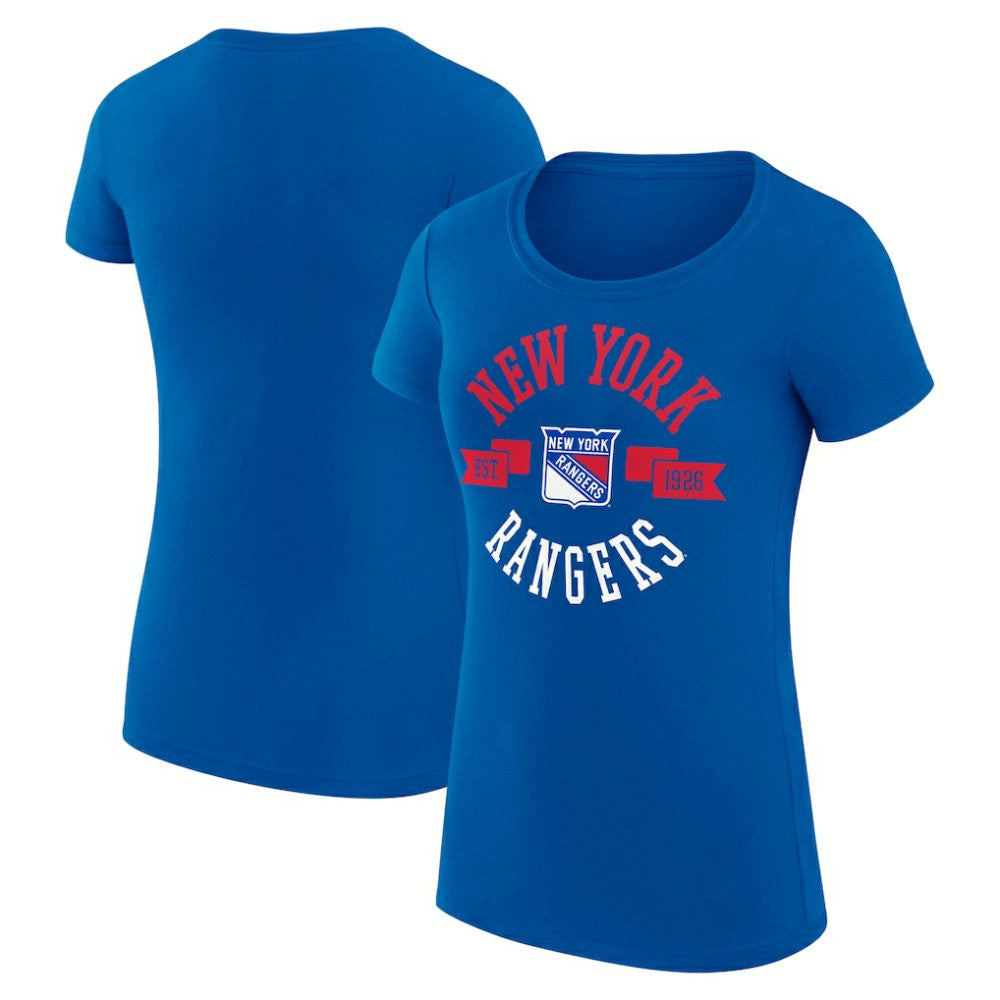 New York Rangers G-III 4Her by Carl Banks Women's Super-Slim Fit Lightweight City Graphic Sport Crewneck T-Shirt - Royal - NHL