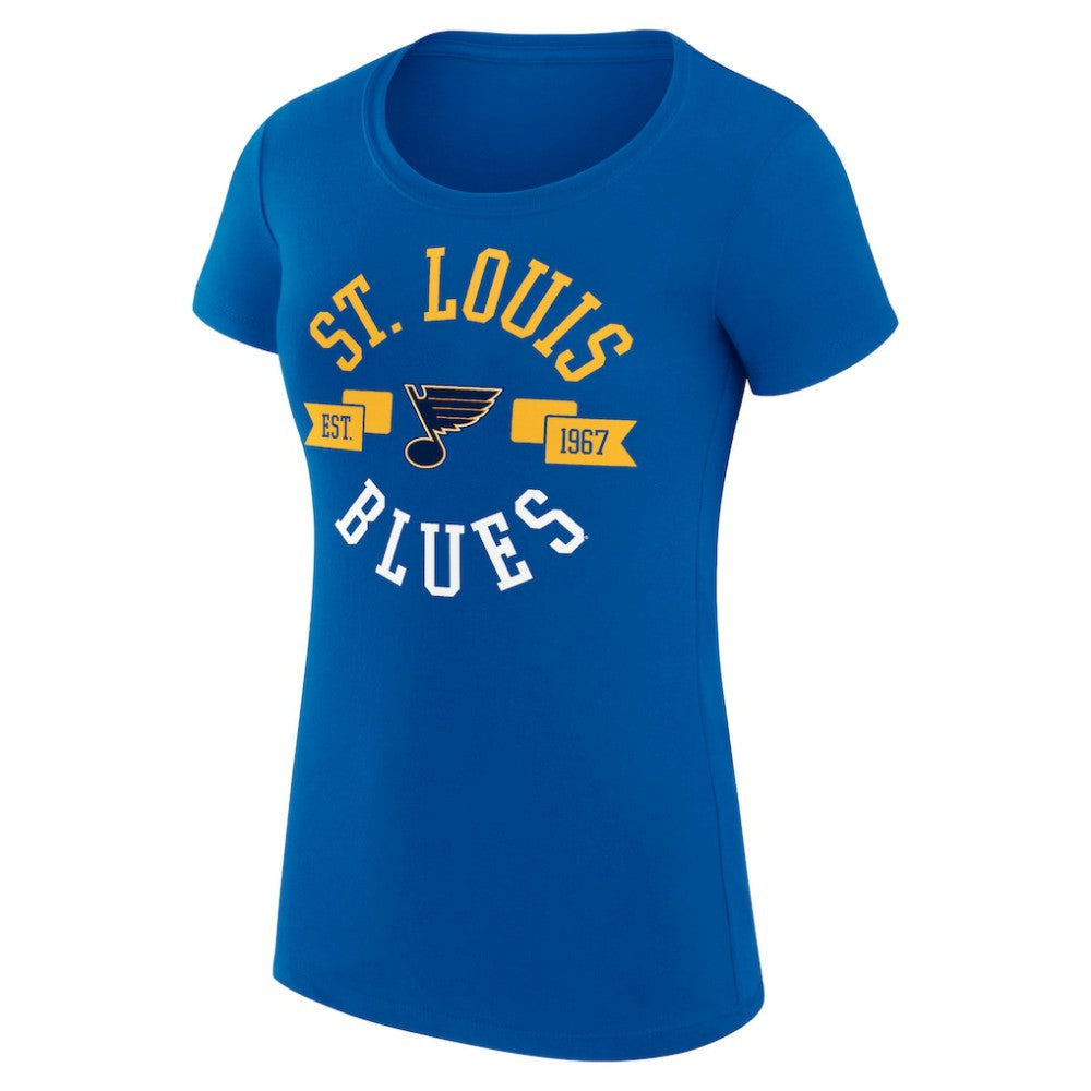 St. Louis Blues G-III 4Her by Carl Banks Women's Super-Slim Fit Lightweight City Graphic Sport Crewneck T-Shirt - Royal - NHL