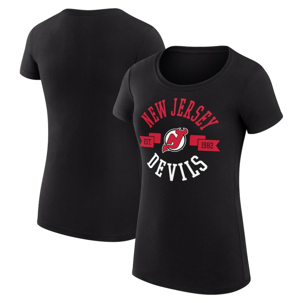 New Jersey Devils G-III 4Her by Carl Banks Women's Super-Slim Fit Lightweight City Graphic Sport Crewneck T-Shirt - Black - NHL