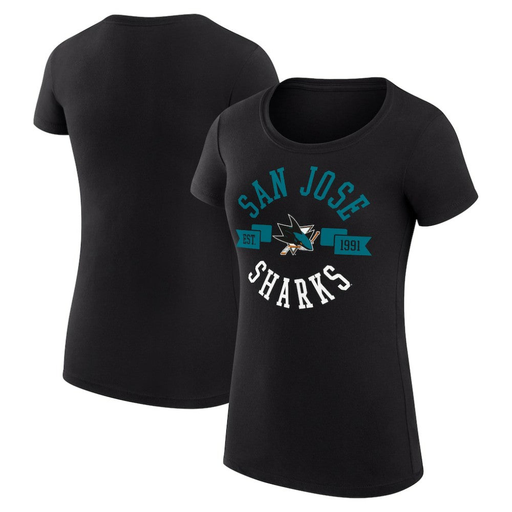 San Jose Sharks G-III 4Her by Carl Banks Women's Super-Slim Fit Lightweight City Graphic Sport Crewneck T-Shirt - Black - NHL