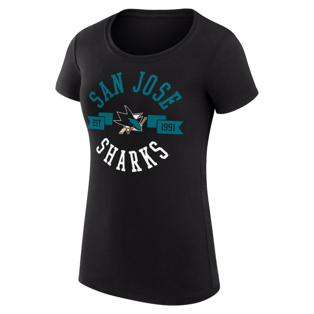 San Jose Sharks G-III 4Her by Carl Banks Women's Super-Slim Fit Lightweight City Graphic Sport Crewneck T-Shirt - Black - NHL