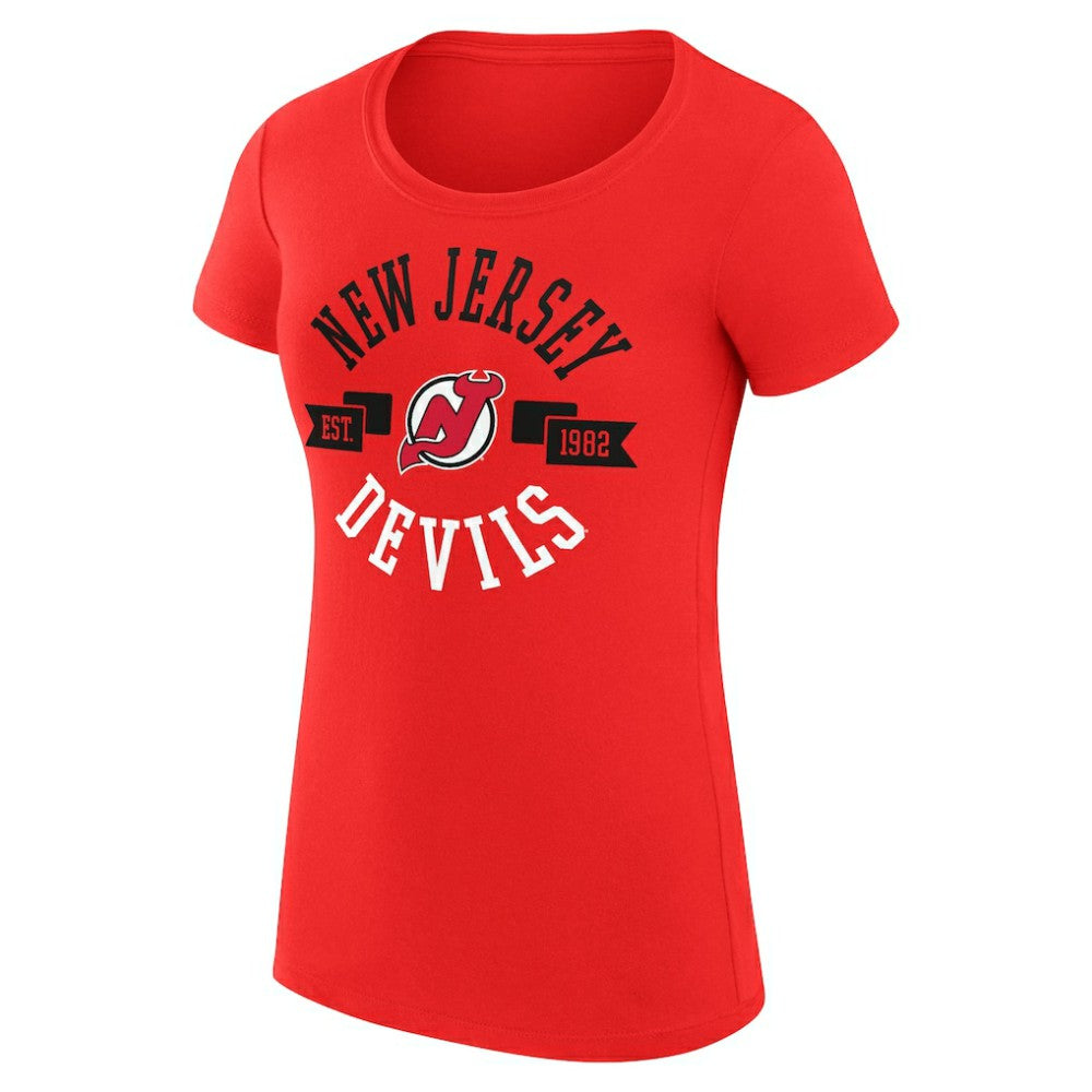 New Jersey Devils G-III 4Her by Carl Banks Women's Super-Slim Fit Lightweight City Graphic Sport Crewneck T-Shirt - Red - NHL