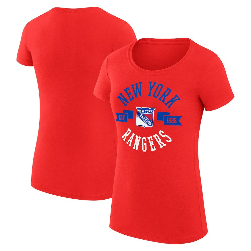 New York Rangers G-III 4Her by Carl Banks Women's Super-Slim Fit Lightweight City Graphic Sport Crewneck T-Shirt - Red - NHL