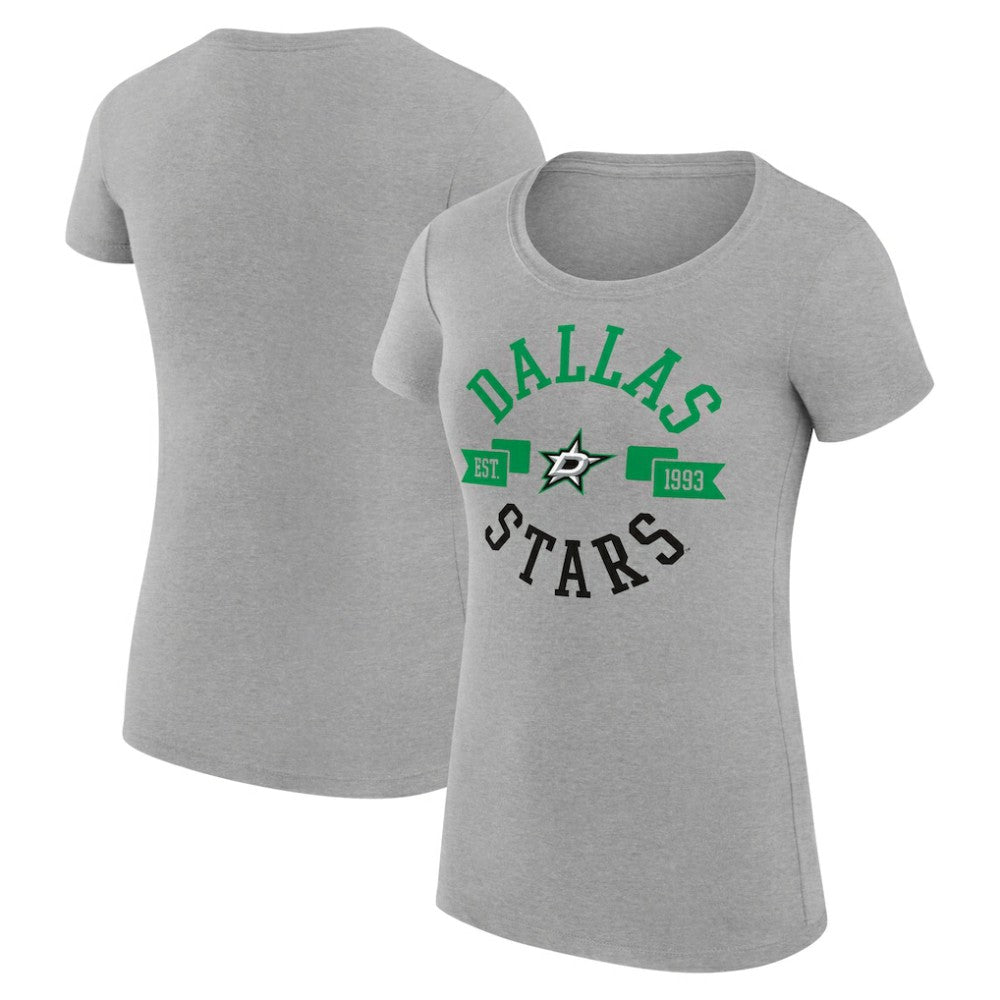 Dallas Stars G-III 4Her by Carl Banks Women's Super-Slim Fit Lightweight City Graphic Sport Crewneck T-Shirt - Heather Gray - NHL