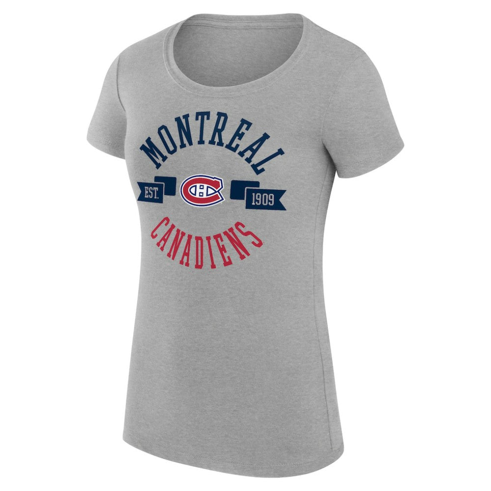 Montreal Canadiens G-III 4Her by Carl Banks Women's Super-Slim Fit Lightweight City Graphic Sport Crewneck T-Shirt - Heather Gray - NHL