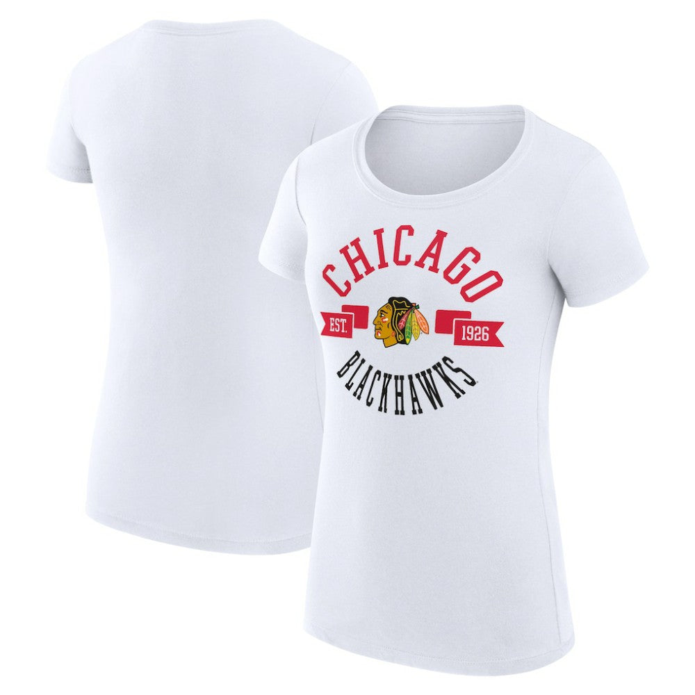 Chicago Blackhawks G-III 4Her by Carl Banks Women's Super-Slim Fit Lightweight City Graphic Sport Crewneck T-Shirt - White - NHL