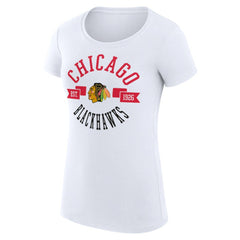 Chicago Blackhawks G-III 4Her by Carl Banks Women's Super-Slim Fit Lightweight City Graphic Sport Crewneck T-Shirt - White - NHL